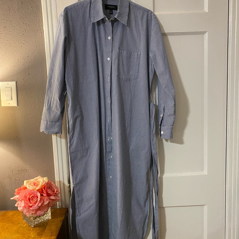 Banana Republic Navy Striped Shirt Dress